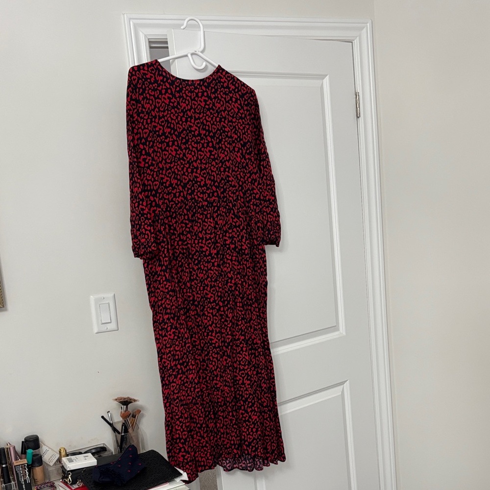 Zara Long Sleeve Dress in Red and Black